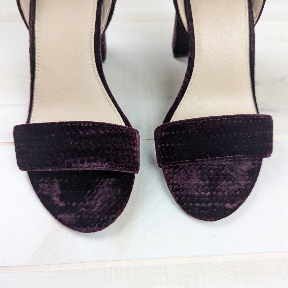 Botkier Gianna Wine Velvet Block Heel Ankle Strap‎ Sandal Size 9 - Picture 4 of 8